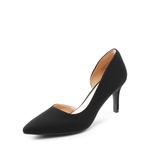 Pointed Toe Stiletto D'Orsay Pumps - BLACK-SUEDE -  0