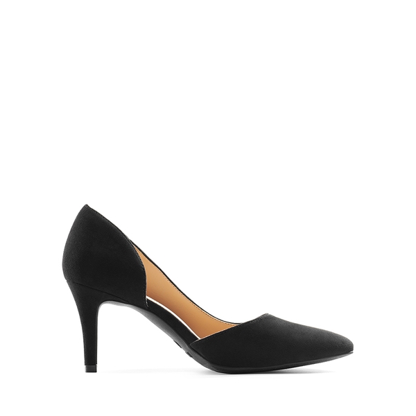 Pointed Toe Stiletto D'Orsay Pumps - BLACK-SUEDE - 1