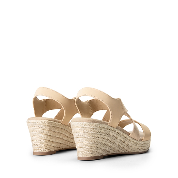 Elastic Ankle Strap Espadrille Wedge Sandals - NUDE-NUBUCK - 5