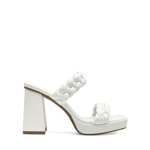 Two Braided Strap Platform Heels - WHITE-PU - 1