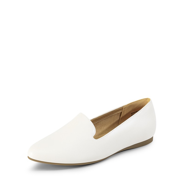 Comfortable Pointed Toe Slip On Loafers - WHITE-PU -  0