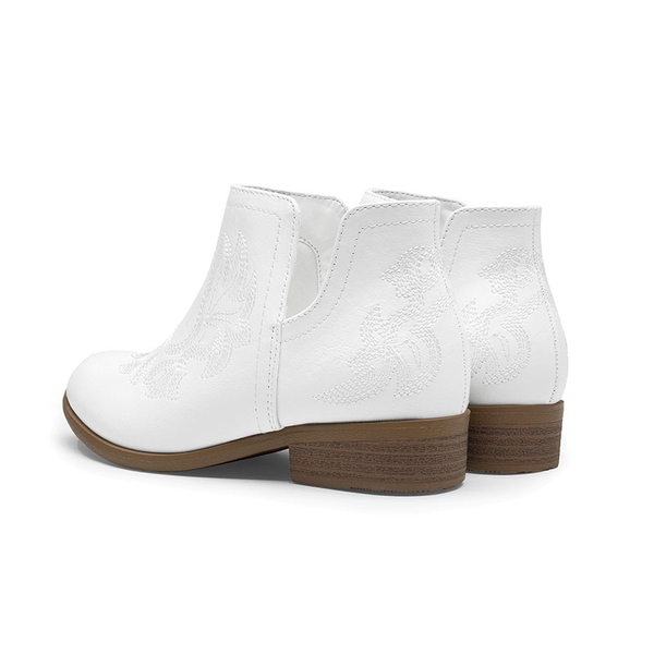 Kids Embroidery Cowgirl Boots - WHITE - 2