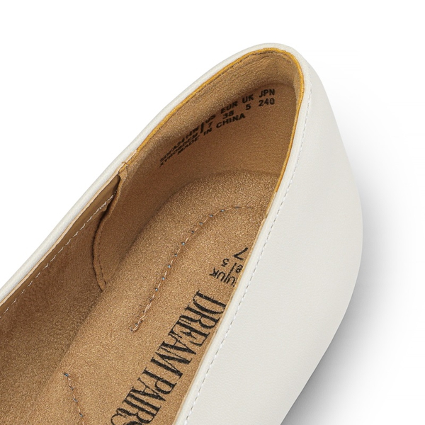 Comfortable Pointed Toe Slip On Loafers - WHITE-PU - 4