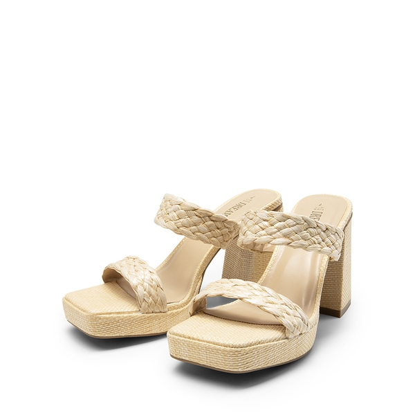 Two Braided Strap Platform Heels - NUDE-WOVEN - 3