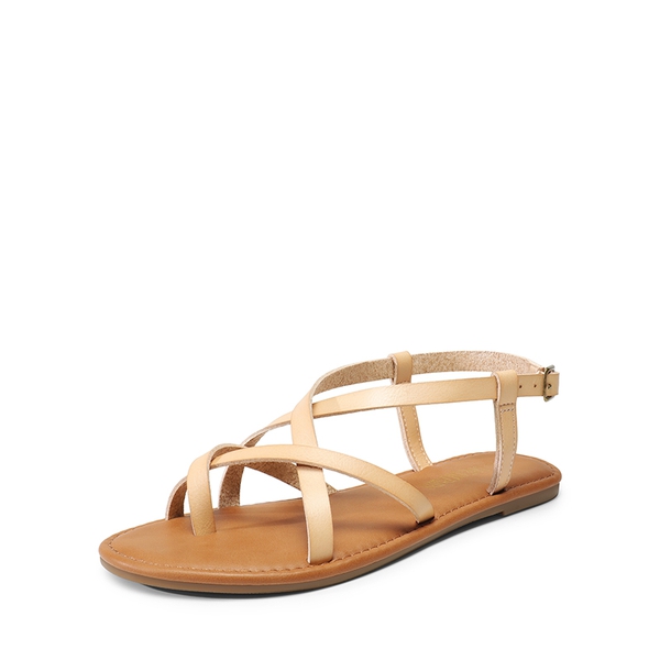 Strappy Thong Flat Sandals - NUDE -  0