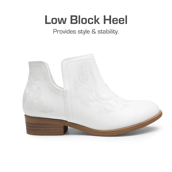 Kids Embroidery Cowgirl Boots - WHITE - 3