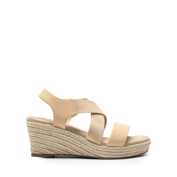 Elastic Ankle Strap Espadrille Wedge Sandals - NUDE-NUBUCK - 3
