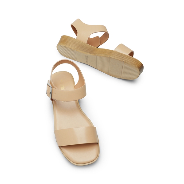Single Strap Flatform Sandals  - NUDE - 5
