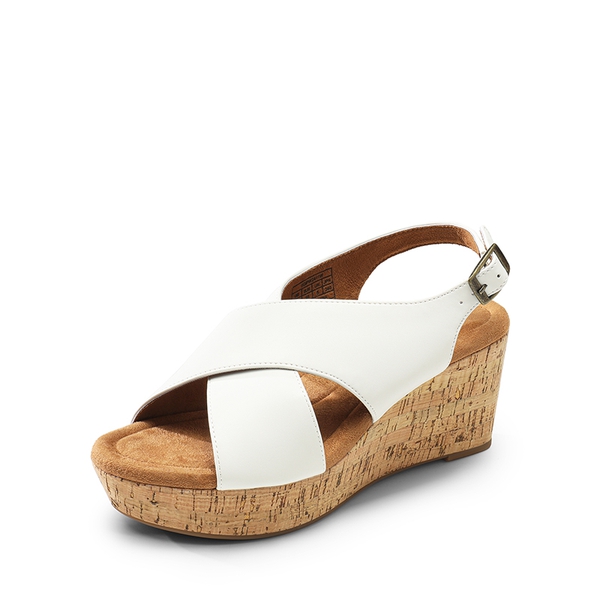 Casual Platform Criss-Cross Wedge Sandals - WHITE-PU -  0