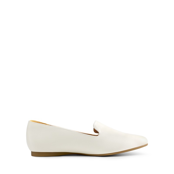 Comfortable Pointed Toe Slip On Loafers - WHITE-PU - 1