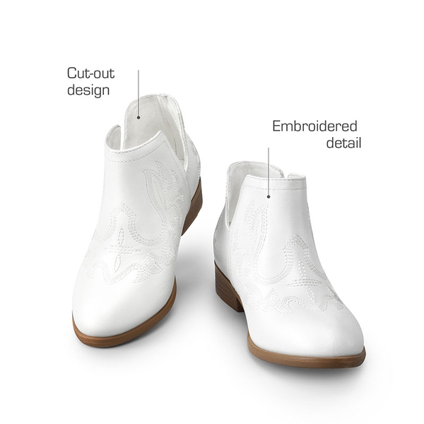 Kids Embroidery Cowgirl Boots - WHITE - 1