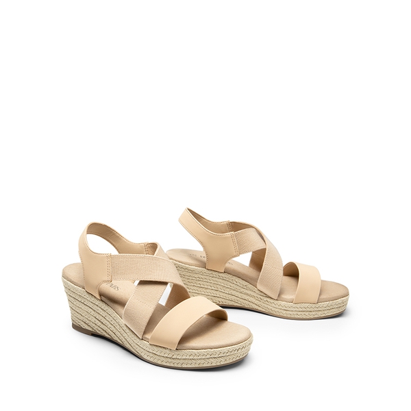 Elastic Ankle Strap Espadrille Wedge Sandals - NUDE-NUBUCK - 4