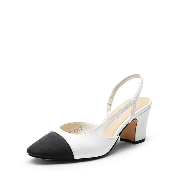 Ankle Strap Slingback Cap Toe Pumps - WHITE -  0