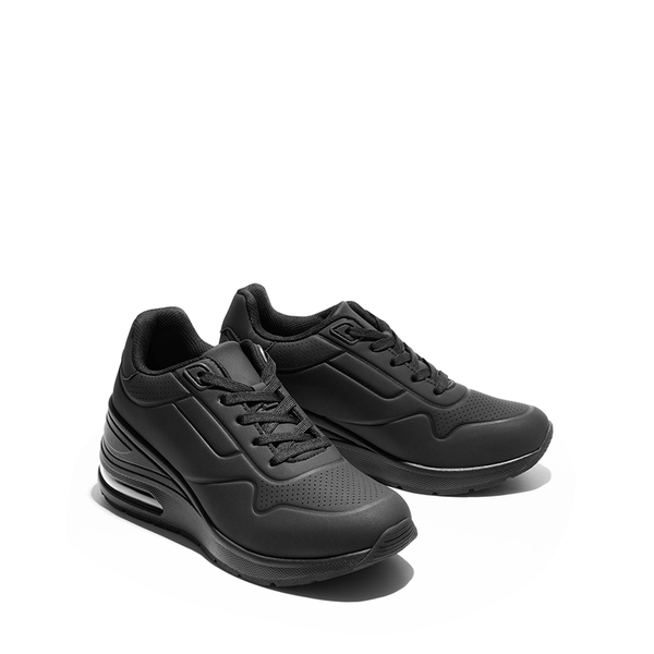 MAX Lace Up Air Cushion Platform Fashion Sneakers - BLACK - 4