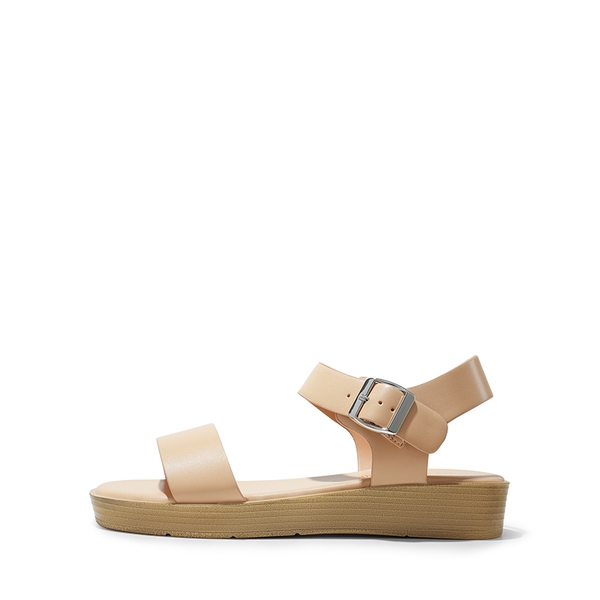 Single Strap Flatform Sandals  - NUDE - 3