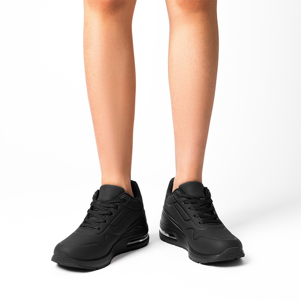 MAX Lace Up Air Cushion Platform Fashion Sneakers - BLACK - 5