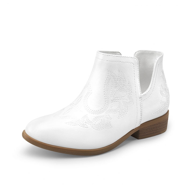 Kids Embroidery Cowgirl Boots - WHITE -  0
