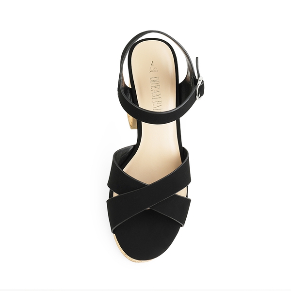 Espadrille Platform Chunky Heel Sandals - BLACK-NUBUCK - 2