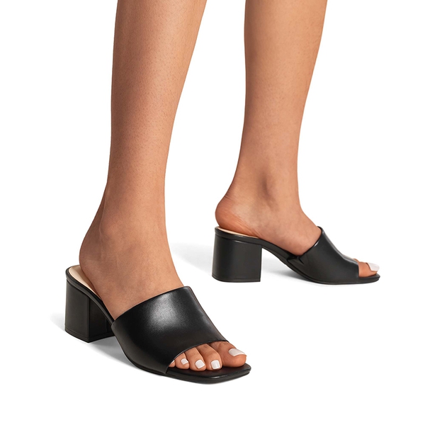 Square Toe Casual Chunky Heel Sandals - BLACK-PU - 6