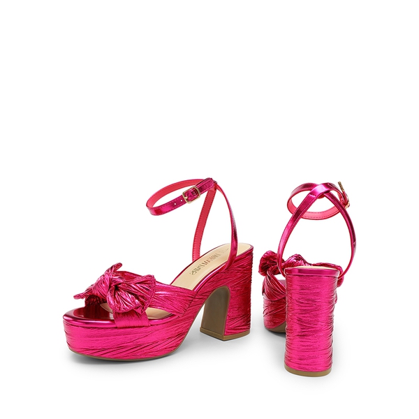 Bow Knot Platform Sandals - HOT PINK - 3