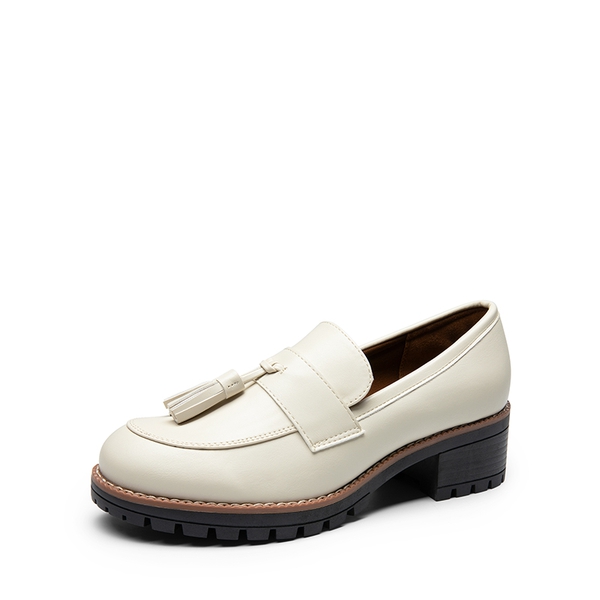 Tassels Chunky Penny Loafers - BEIGE-PU -  0