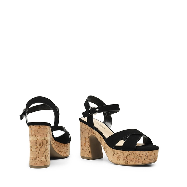 Espadrille Platform Chunky Heel Sandals - BLACK-NUBUCK - 3