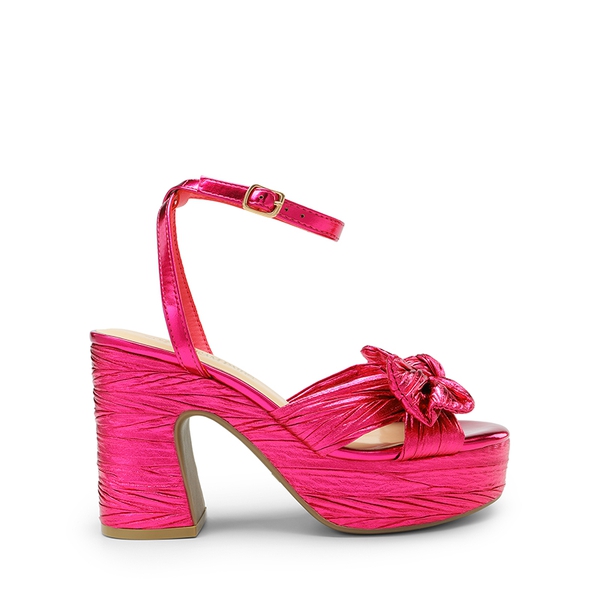 Bow Knot Platform Sandals - HOT PINK - 1