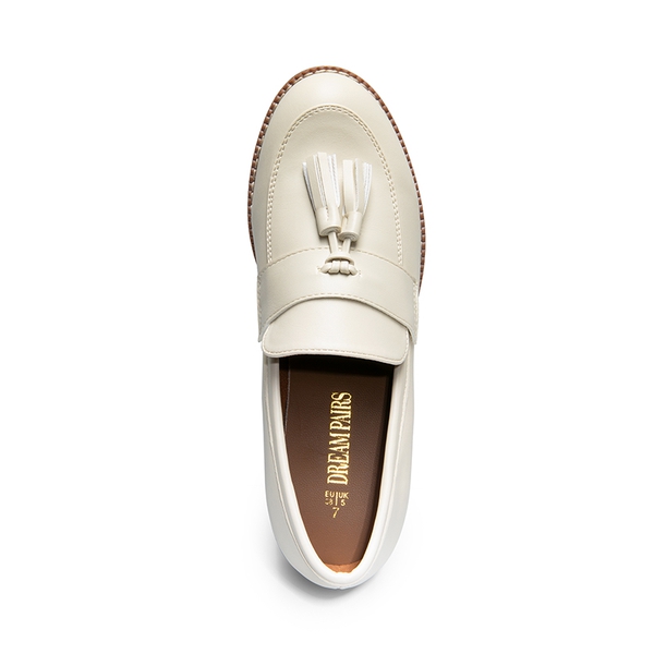 Tassels Chunky Penny Loafers - BEIGE-PU - 3