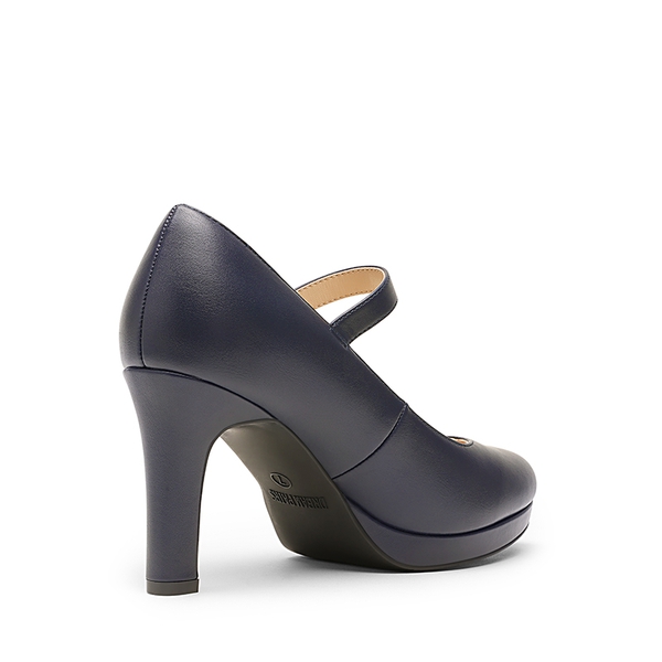 Mary Jane Platform Pumps - NAVY - 4