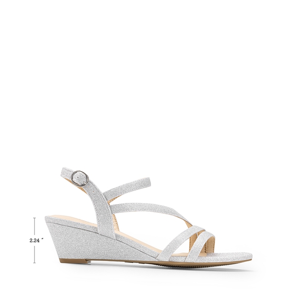 Strappy Wrapped Wedge Sandals - SILVER-GLITTER - 1