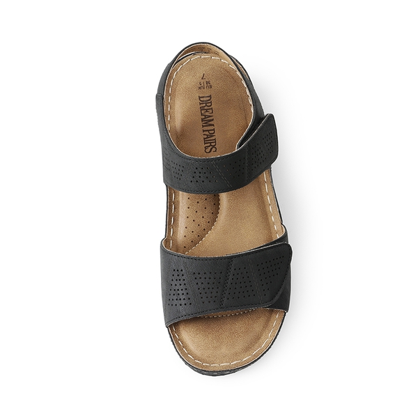 Lightweight Hook-and-loop Straps Sandals - BLACK - 2