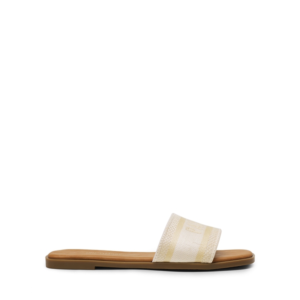 Square Toe Flat Slide Sandals - NUDE - 3