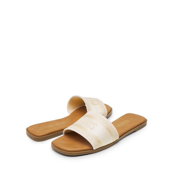 Square Toe Flat Slide Sandals - NUDE - 5