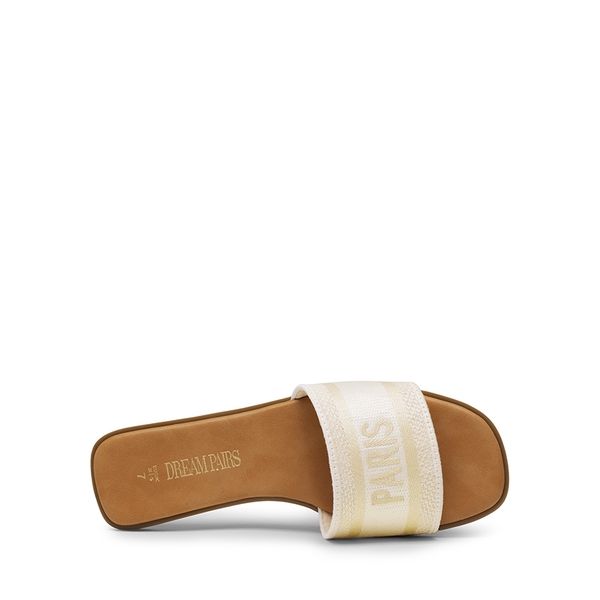Square Toe Flat Slide Sandals - NUDE - 4