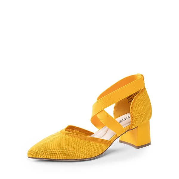 Pointed Toe Criss Cross Pumps - YELLOW-ECO -  0
