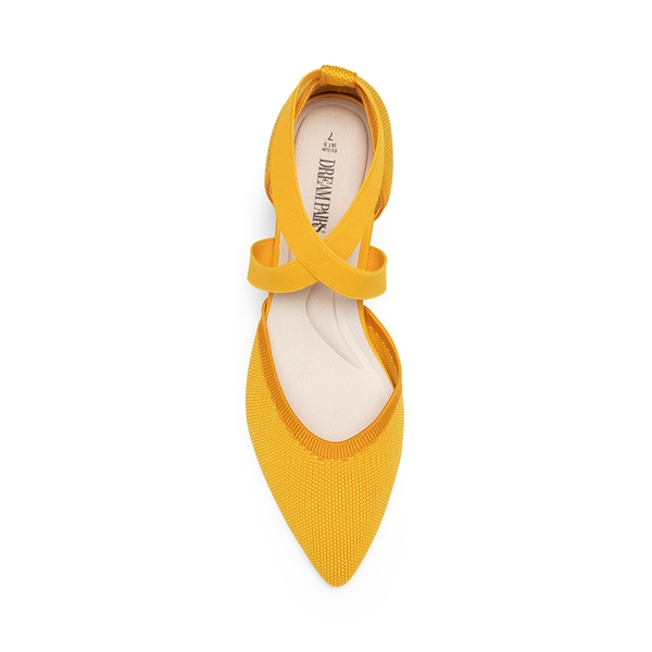 Pointed Toe Criss Cross Pumps - YELLOW-ECO - 4