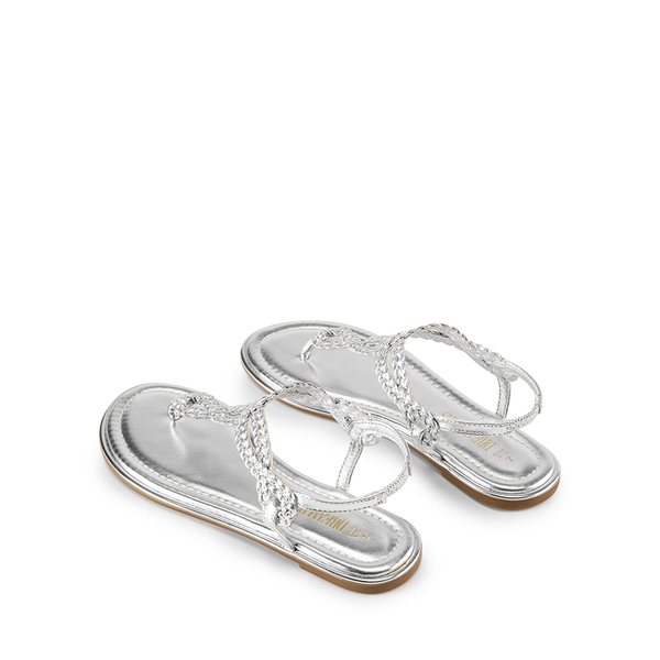 T-Strap Thong Flat Sandals - SILVER - 5