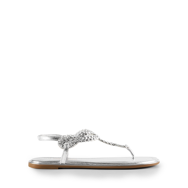 T-Strap Thong Flat Sandals - SILVER - 3