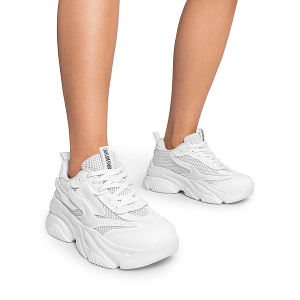 JAXON Platform Lace Up Fashion Sneakers - WHITE - 1