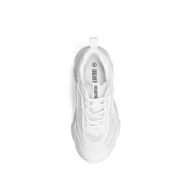JAXON Platform Lace Up Fashion Sneakers - WHITE - 5