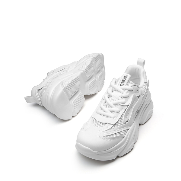 JAXON Platform Lace Up Fashion Sneakers - WHITE - 6