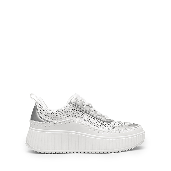 ARCH Tweed-Effect Platform Fashion Sneakers  - WHITE-RHINESTONE - 3