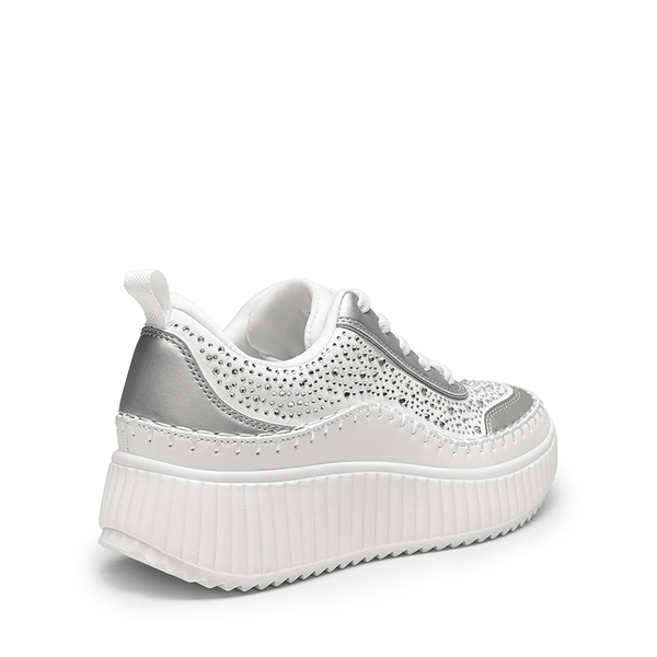 ARCH Tweed-Effect Platform Fashion Sneakers  - WHITE-RHINESTONE - 4