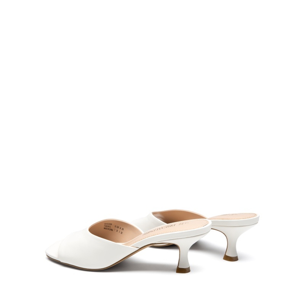 Square Toe Slip-On Heel Sandals - BONE - 4