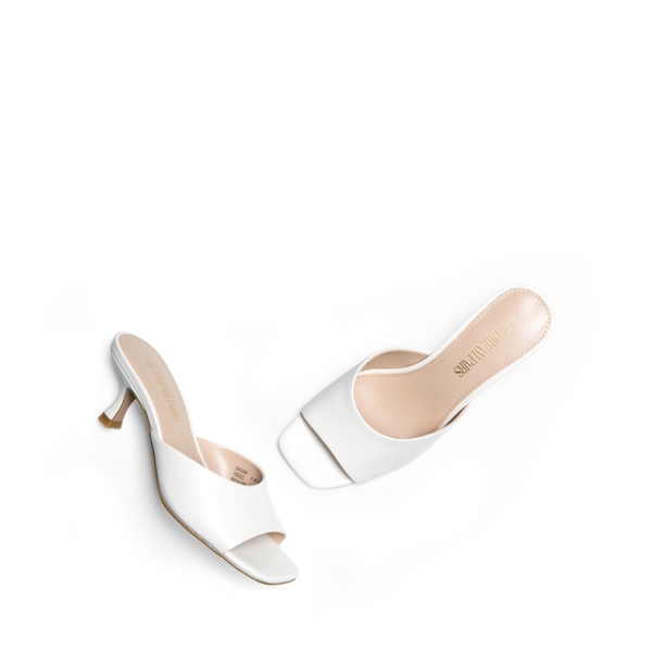 Square Toe Slip-On Heel Sandals - BONE - 6