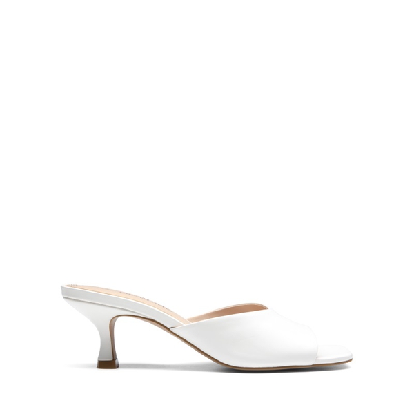 Square Toe Slip-On Heel Sandals - BONE - 3