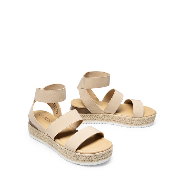 Espadrille Stretchy Straps Sandals - NUDE - 6