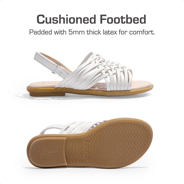 Girls' Ankle-Strap Strappy Flat Sandals - WHITE - 4