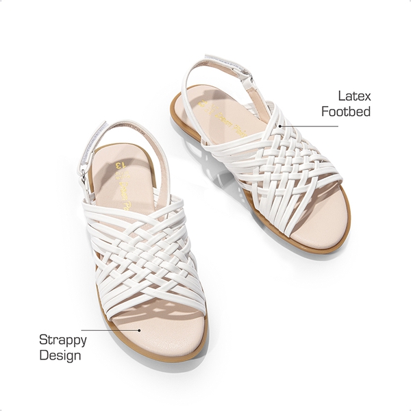 Girls' Ankle-Strap Strappy Flat Sandals - WHITE - 1