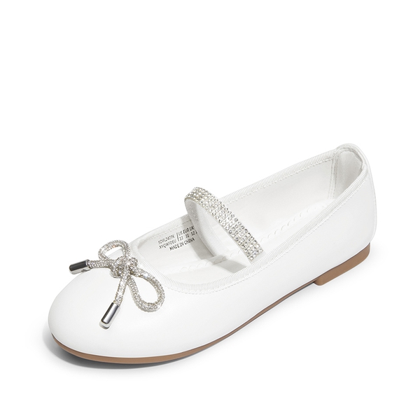 Girls' Sparkly Mary Jane Bow Flats - WHITE -  0
